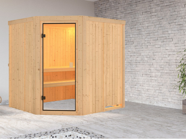 Elementsauna 68 mm Celine 1 SPARSET inkl. 9 kW Saunaofen mit int. Steuerung