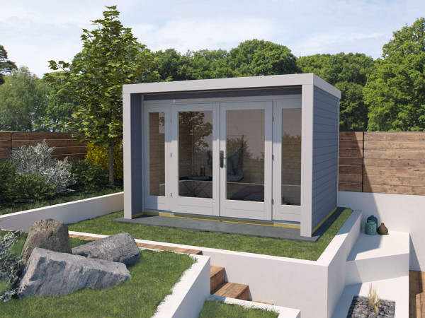 Gartenhaus Designhaus 263 Gr. 3 28 mm grau lasiert