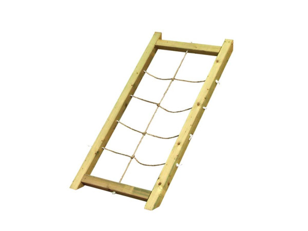 Spielturm Zubehör Holzrampe mit Kletternetz naturbelassen