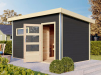 Gartensauna Enns 3 Anthrazit SPARSET inkl. 9 kW Bio-Kombisaunaofen + ext. Steuerung