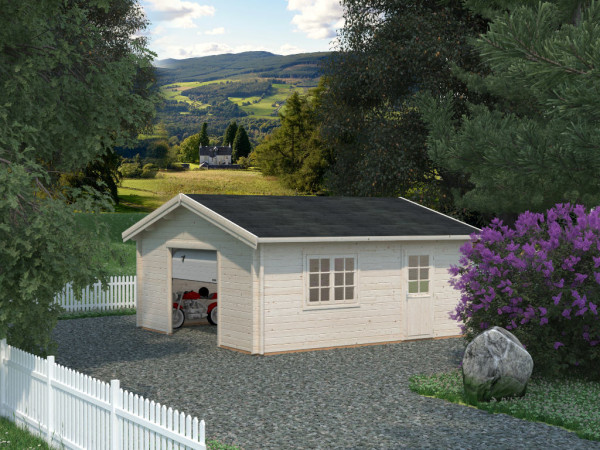 Garage Roger 27,7 m² mit Sektionaltor 70 mm transparent tauchimprägniert