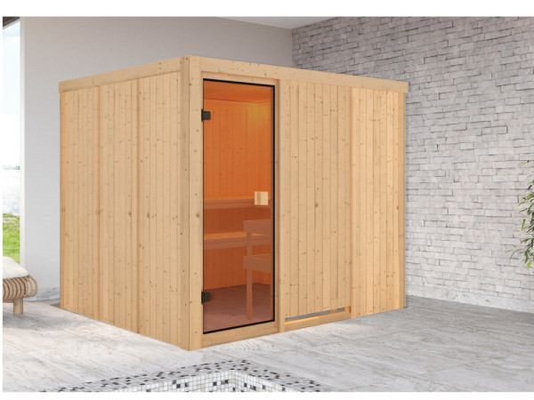 Elementsauna 68 mm Celine 6 SPARSET inkl. 8 kW Saunaofen Wall und int. Steuerung