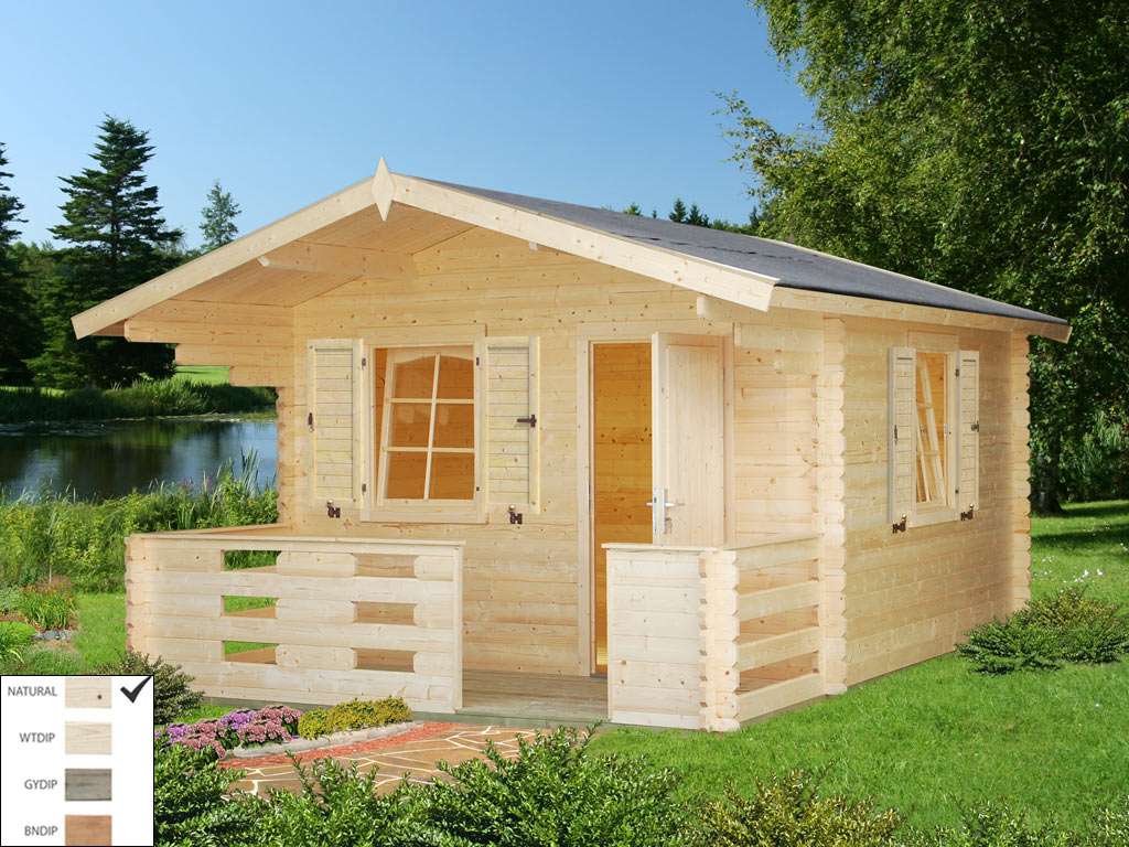 Gartenhaus Blockbohlenhaus Sylvi 10,4+4,2 M² 34 Mm Naturbelassen ...