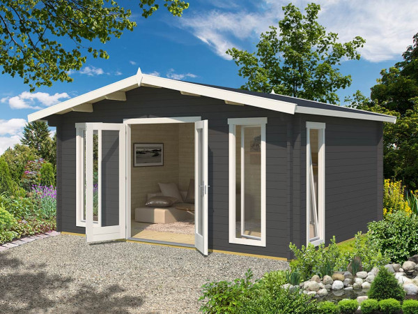 Gartenhaus Blockbohlenhaus Elgin 44 Set Silber 44 mm carbongrau