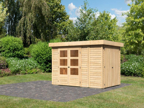 Gartenhaus SET Retola 3 19 mm naturbelassen, inkl. Anbauschrank