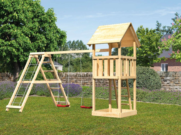 Spielturm Lotti naturbelassen inkl. Doppelschaukel