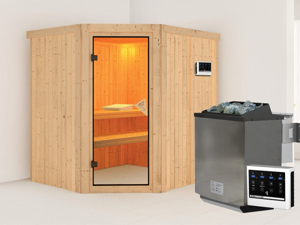 Sauna Systemsauna Siirin, inkl. 9 kW Bio-Ofen mit externer Steuerung