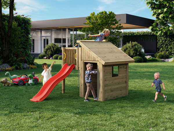Spielturm Tibalu KDI inkl. Rutsche grün