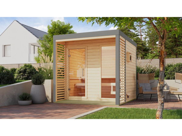 Saunahaus Ares 2 38 mm naturbelassen / graualuminium