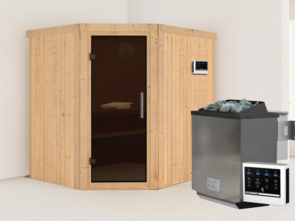 Sauna Systemsauna Siirin, inkl. 9 kW Bio-Ofen mit externer Steuerung