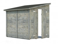 Gerätehaus Blockbohlenhaus Mia 3,4 m² 16 mm grau tauchimprägniert