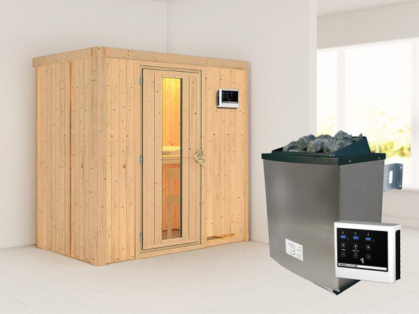 Sauna Systemsauna Variado, inkl. 9 kW Ofen mit externer Steuerung