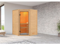 Sauna Sparset Massivholzsauna Stefanie inkl. 4,5 kW Saunaofen Bio mit Steuergerät easy Bio