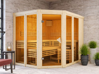 Sauna Systemsauna Premiumsauna Nuri bronzierte Glastür