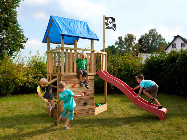 Spielturm FIPS Pirat inkl. Rutsche rot
