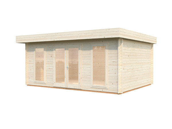 Gartenhaus Blockbohlenhaus Bret 19,9 m² 44 mm transparent tauchimprägniert