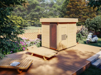 Gartensauna Amos 40 mm mit Holztür naturbelassen