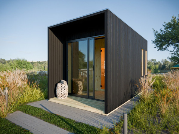 Gartensauna Eudora 2 schwarz SPARSET 9kW BiOfen und ext. Strg