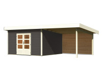 Gartenhaus SET Northeim 5 - Terragrau, inkl. 3,3 m Anbaudach + Rückwand