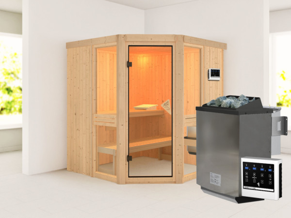 Sauna Amelia 2 SET mit Ofen 9 kW, Bio externer Steuerung