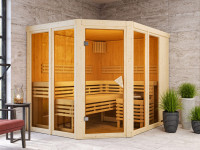 Sauna Systemsauna Premiumsauna Nuri Sparset inklusive 9 kW Saunaofen und Steuergerät Bio