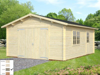 Garage Roger 23,9 m² mit Holztor 44 mm grau tauchimprägniert