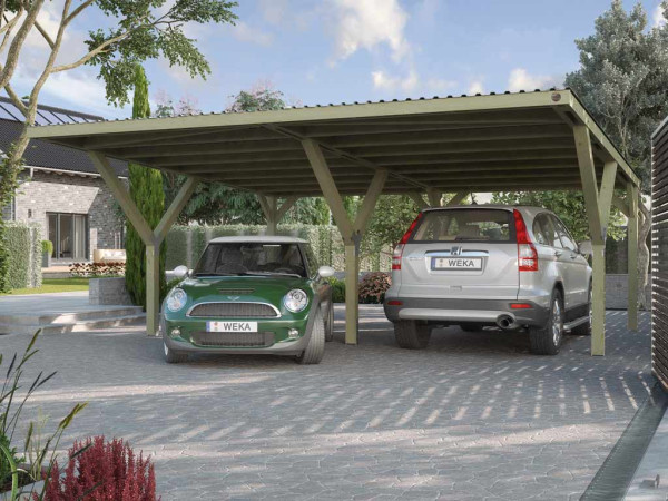 Y-Flachdach-Doppelcarport ohne Dachplatten