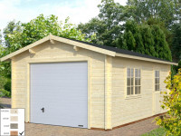 Garage Roger 19,0 m² mit Sektionaltor 44 mm braun tauchimprägniert