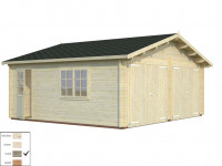 Garage Roger 28,4 m² mit Holztor 44 mm grau tauchimprägniert