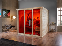 Sauna Massivholz-Elementsauna Kemi Panorama 3 inkl. Saunaofen BioS 7,5 kW + externer Steuerung