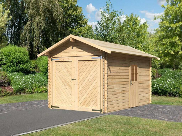 Garage Blockhausgarage 28 mm natur