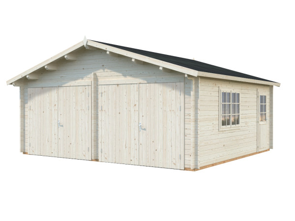 Garage Roger 28,4 m² mit Holztor 44 mm grau tauchimprägniert