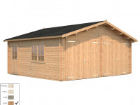 Garage Roger 28,4 m² mit Holztor 44 mm braun tauchimprägniert