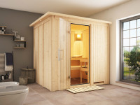 Sauna Systemsauna Sodin mit Dachkranz, inkl. 4,5 kW Ofen mit integrierter Steuerung