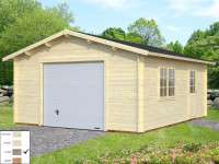 Garage Roger 23,9 m² mit Sektionaltor 44 mm grau tauchimprägniert