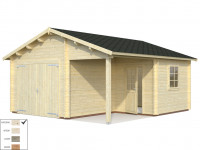 Garage Roger 21,9+5,2 m² mit Holztor 44 mm naturbelassen