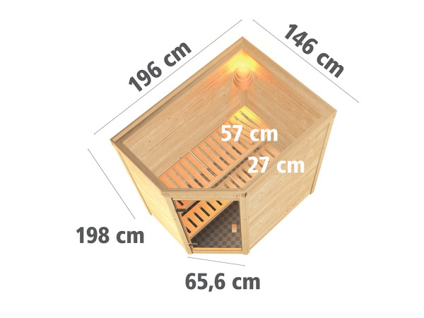 Sauna Massivholzsauna Svea, inkl. 9 kW Ofen mit externer Steuerung