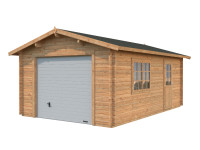 Garage Roger 19,0 m² mit Sektionaltor 44 mm braun tauchimprägniert