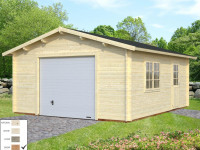 Garage Roger 23,9 m² mit Sektionaltor 44 mm braun tauchimprägniert