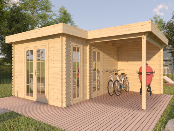Gartenhaus Blockbohlenhaus Livia 28 mm naturbelassen