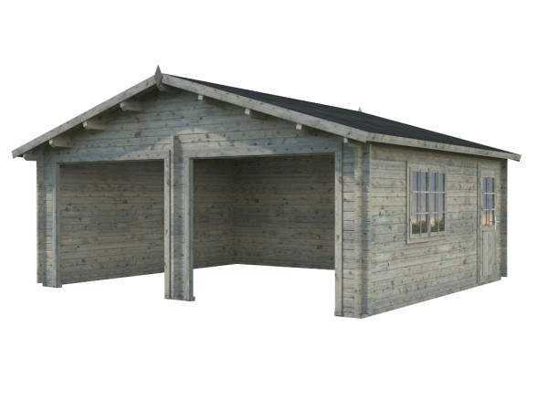 Garage Roger 28,4 m² ohne Tor 44 mm grau tauchimprägniert