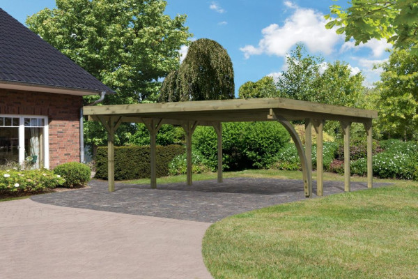 Carport Doppel 2 CLASSIC inkl. Einfahrtsbogen, inkl. 0,5 mm Stahldachplatte