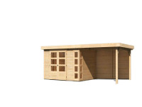 Gartenhaus SET Kerko 5 19 mm naturbelassen, inkl. 2,8 m Anbaudach + Rückwand