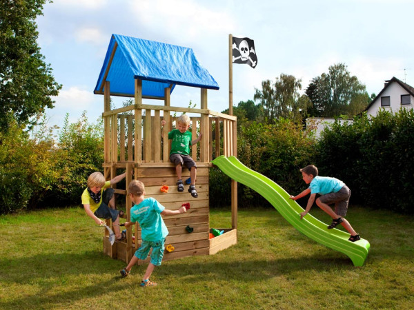 Spielturm FIPS Pirat inkl. Rutsche grün