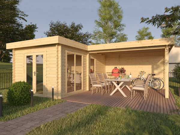 Gartenhaus Blockbohlenhaus Quinta 44 mm naturbelassen