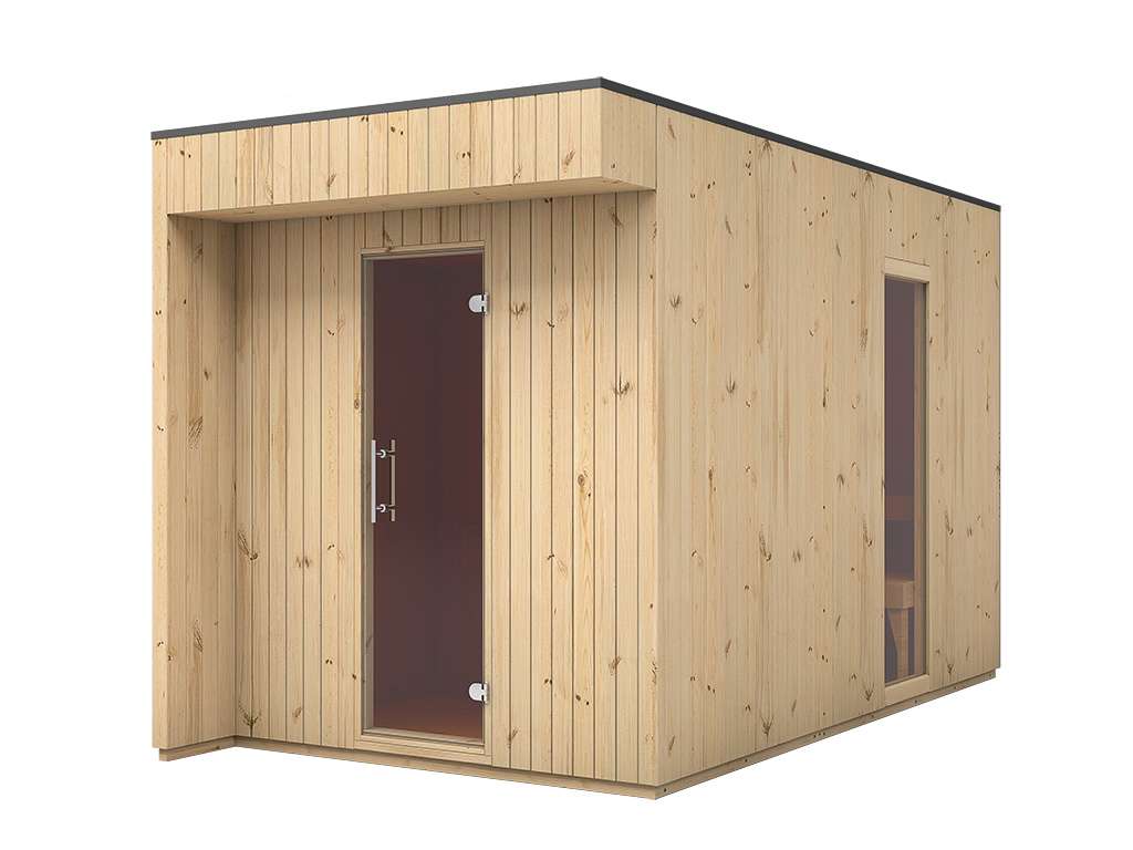 Gartensauna Musta Komplettset mit 9 kW Ofen M90E Top Steel mit