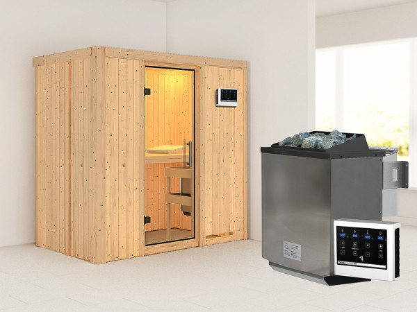 Sauna Systemsauna Variado, inkl. 9 kW Bio-Ofen mit externer Steuerung