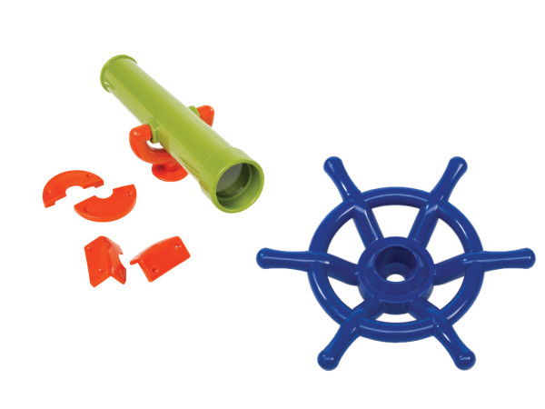 Spielset 3.1 inkl. Piraten Lenkrad blau Ø 35 cm, Teleskop / Fernrohr