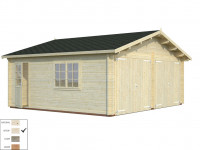 Garage Roger 28,4 m² mit Holztor 44 mm transparent tauchimprägniert