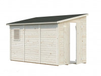 Gerätehaus Anlehnhaus Blockbohlenhaus Mia 5,2 m² 16 mm transparent tauchimprägniert